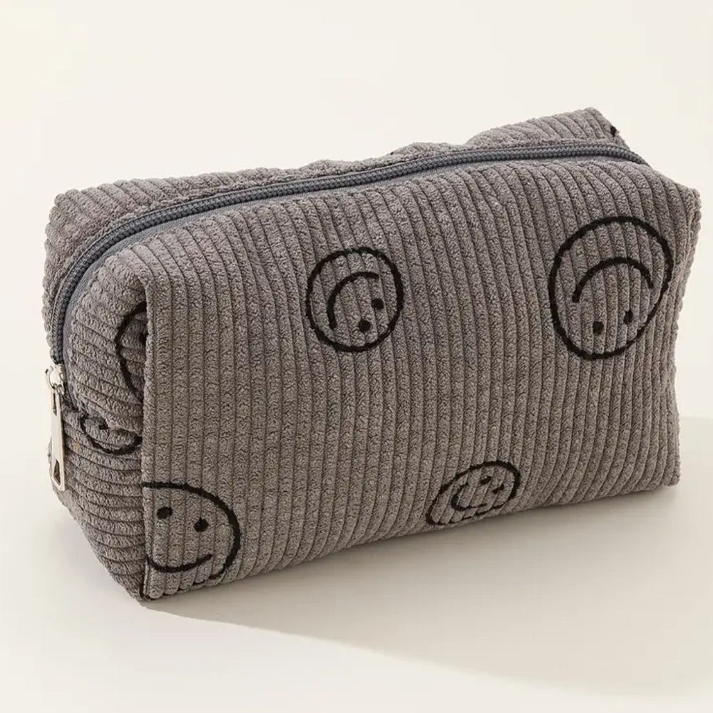 Smiley Face Corduroy Makeup Bags - Picture 5 of 10